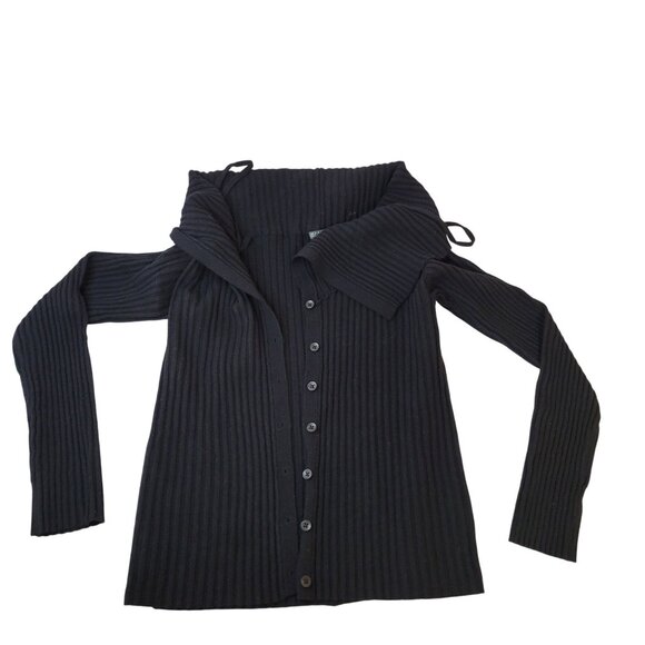 Wild Fable Black Button Down Sweater Shawl Collar Size S - Picture 7 of 14